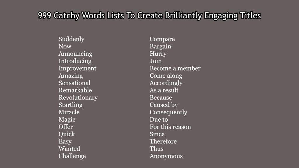 Catchy Words Lists