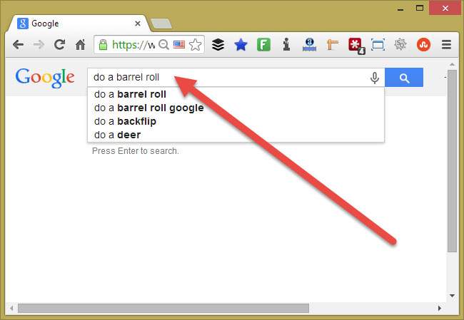 Do barrel roll google tricks